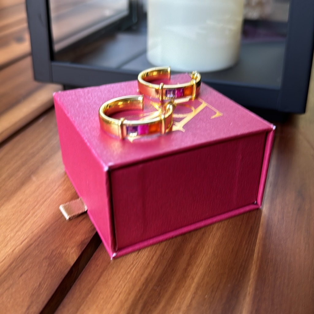 Gold Hoops With Gems